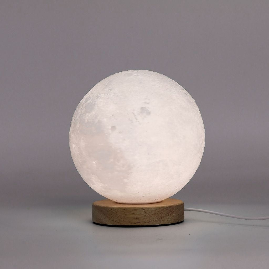 Luna | Lámpara de diseño orgánico y relieve esférico lunar · 17 cm